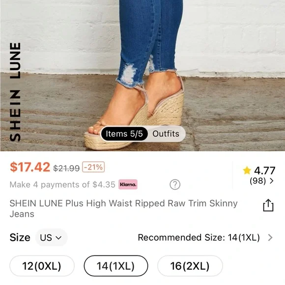 Light wash skinny raw hem Jeans - Picture 6 of 8